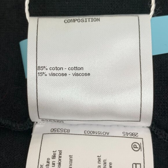 Chanel Black Diamond-Patterned Flocked Cotton Round-Neck Short-Sleeved T-Shirt S - Picture 2 of 6